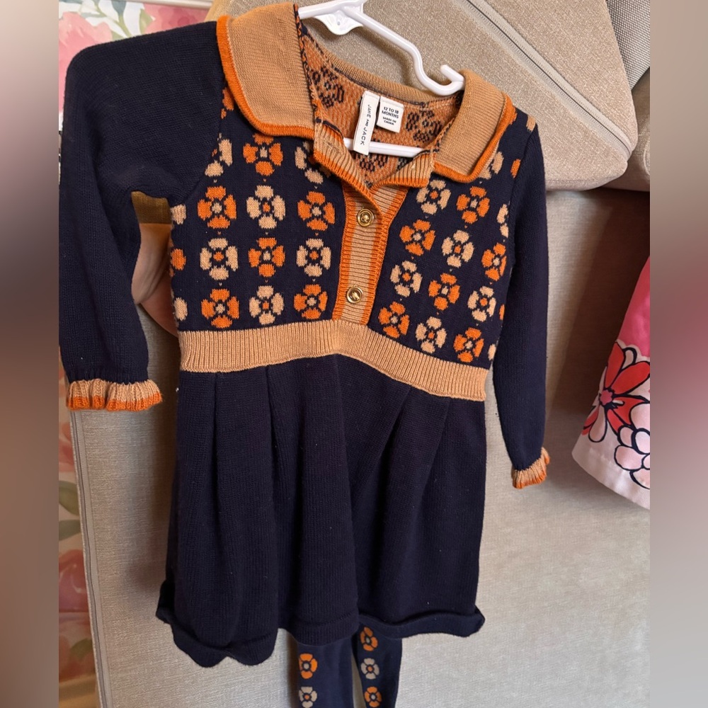 Janie and Jack sweater dress and stockings 12-18 months
